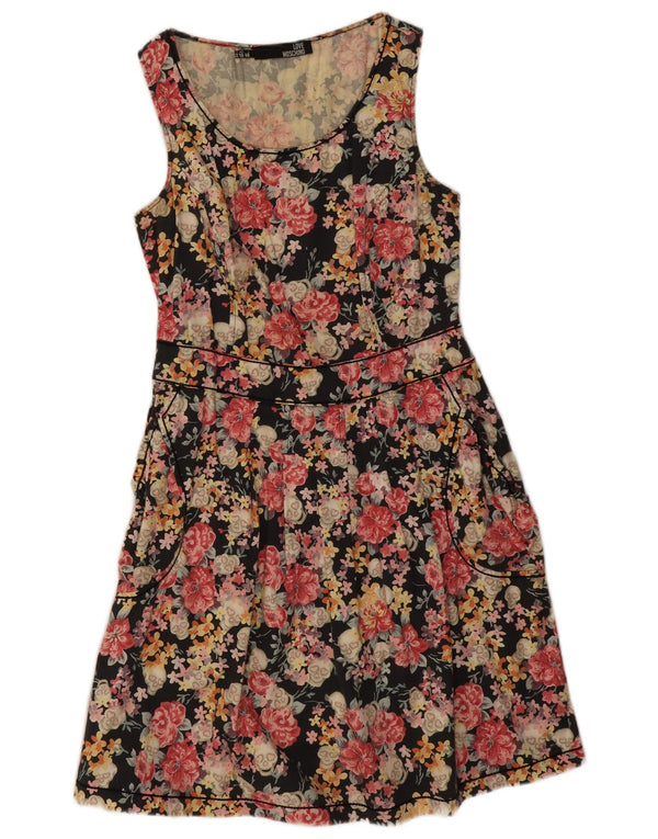 Moschino Kvinders Ærmeløs A-Line Kjole UK 14 Large Multicolored Floral