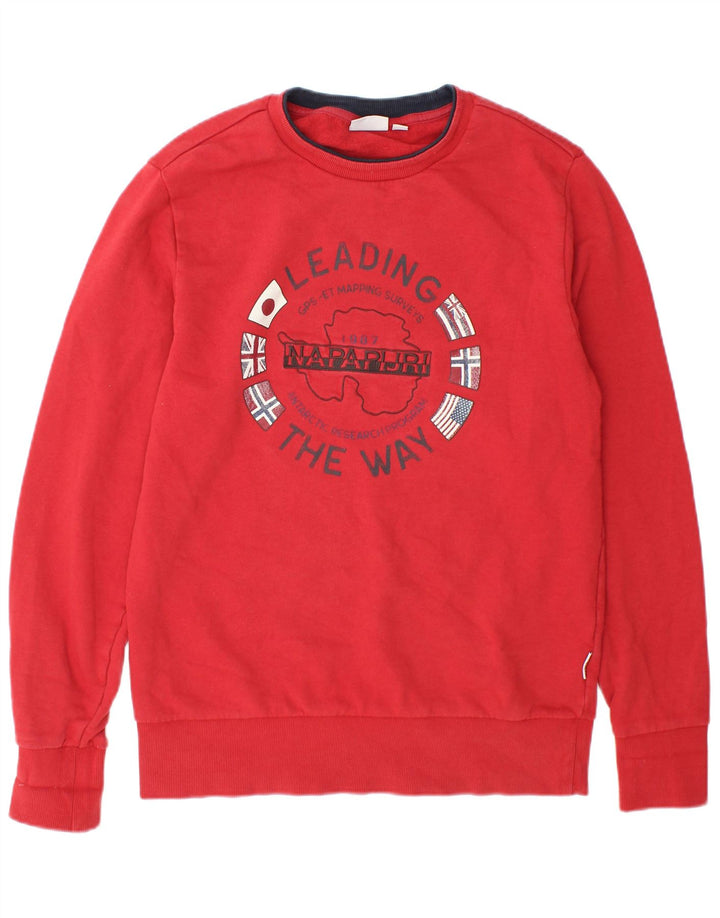 Napapijri Herre Grafisk Sweatshirt Jumper Medium Rød Bomuld