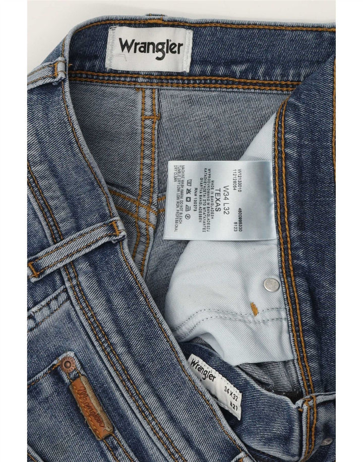 Wrangler Herre Texas Straight Jeans W34 L32 Blå Bomuld