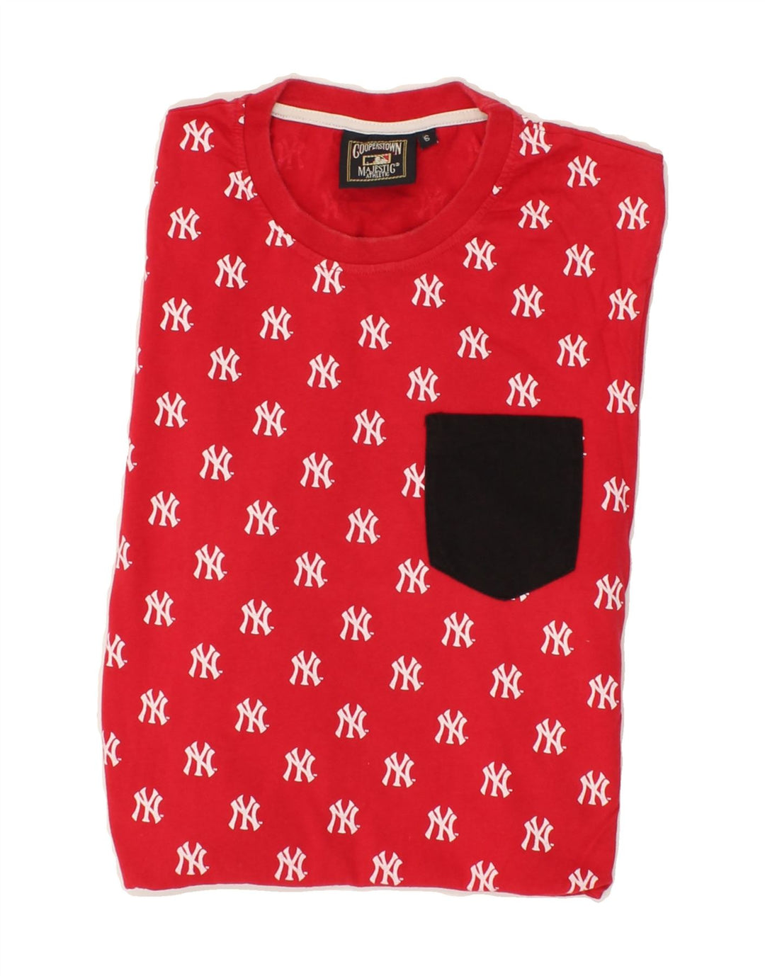 MAJESTIC Mens Abstract Pattern T-Shirt Top Small Red Cotton Vintage Majestic and Second-Hand Majestic from Messina Hembry 