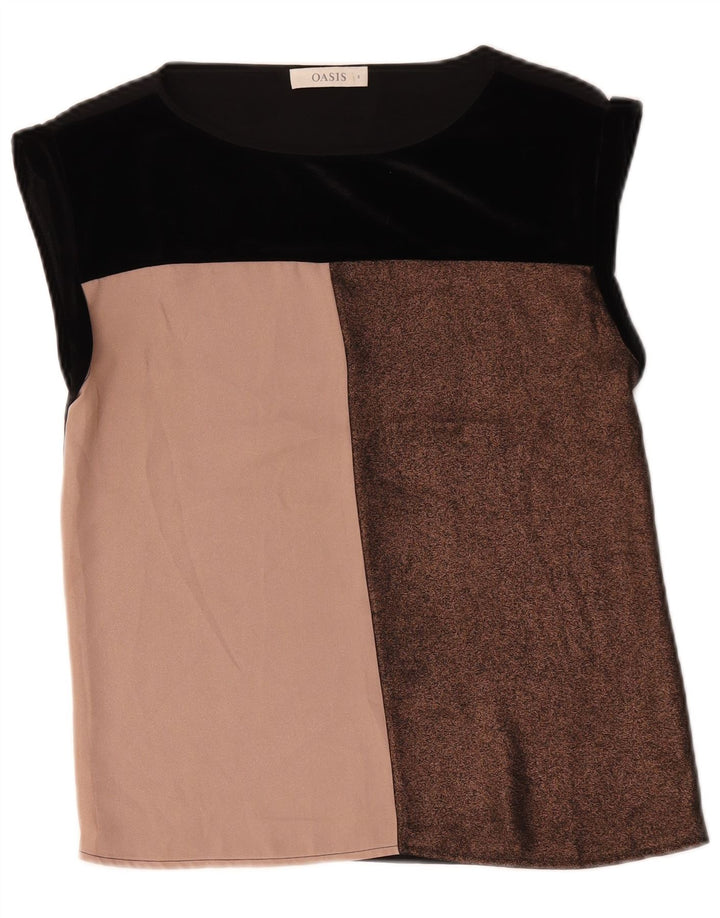 Oasis Damebluse Top UK 8 Small Black Colourblock Polyester