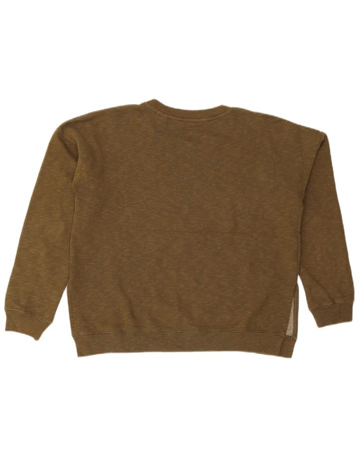 JACK WILLS Dame Oversized Sweatshirt Jumper UK 10 Small Khaki Cotton