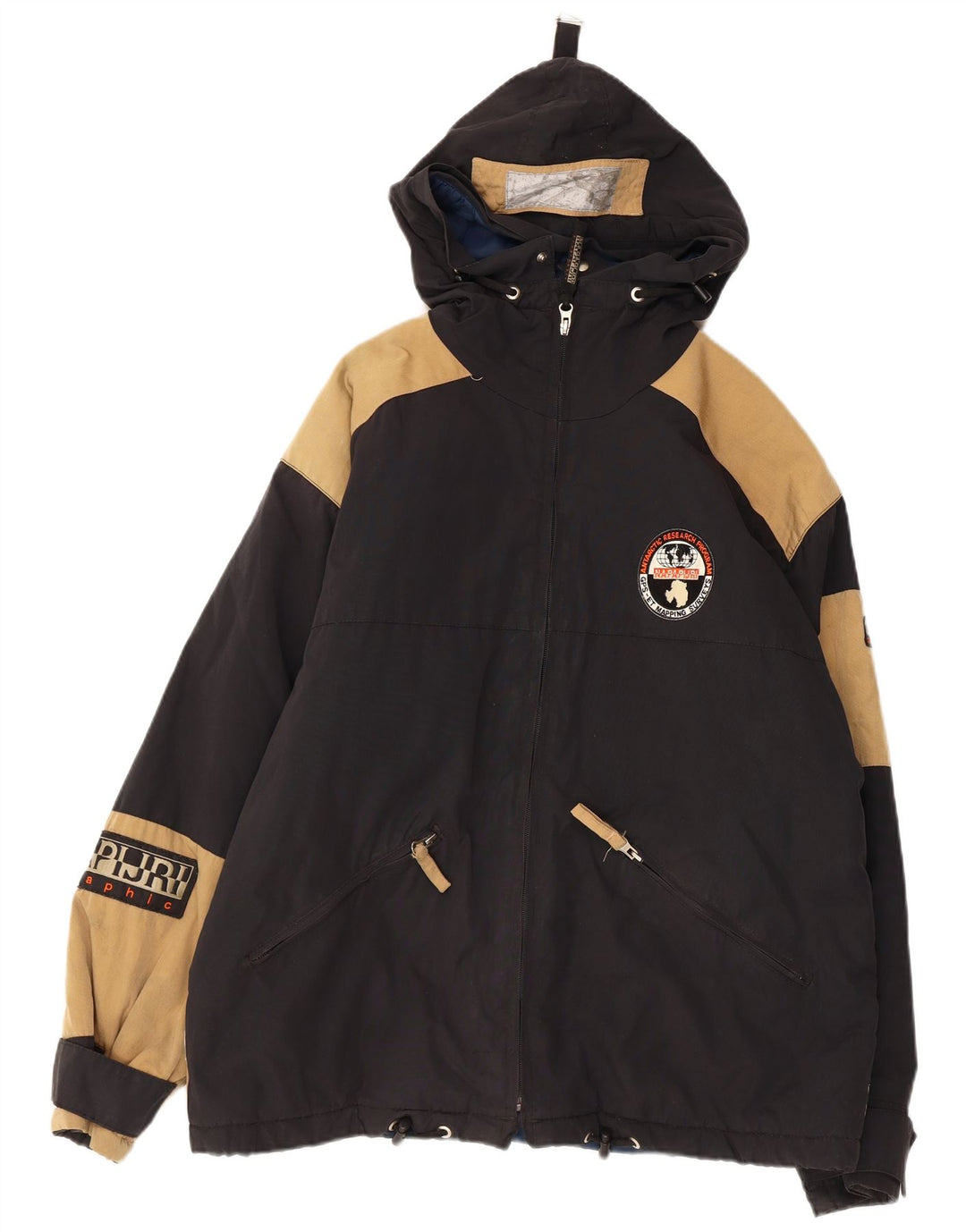 NAPAPIJRI Herre Grafisk Windbreaker Jacket UK 38 Medium Navy Blue