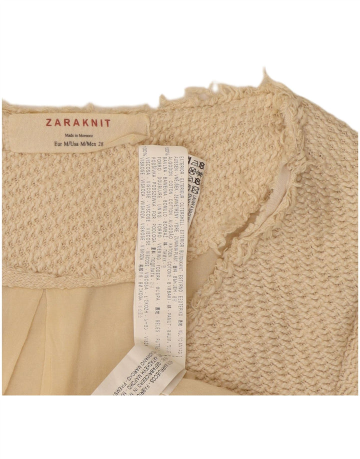 Zara Womens Open Blazer Jacket UK 12 Medium Beige Bomuld