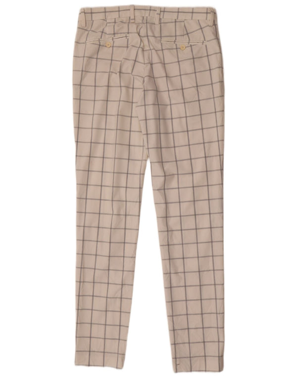 Zara Herre Slim Chino Bukser EU 40 Medium W31 L33 Hvid Ternet polyester