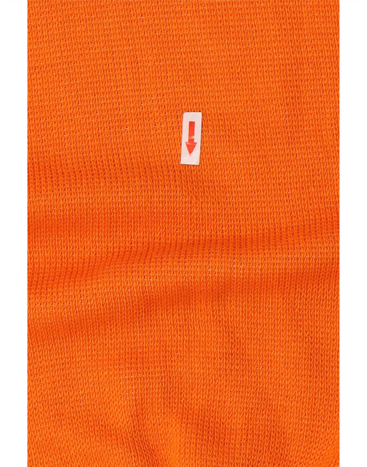 Vintage kvinders grafisk rund hals sweater UK 12 medium orange akryl