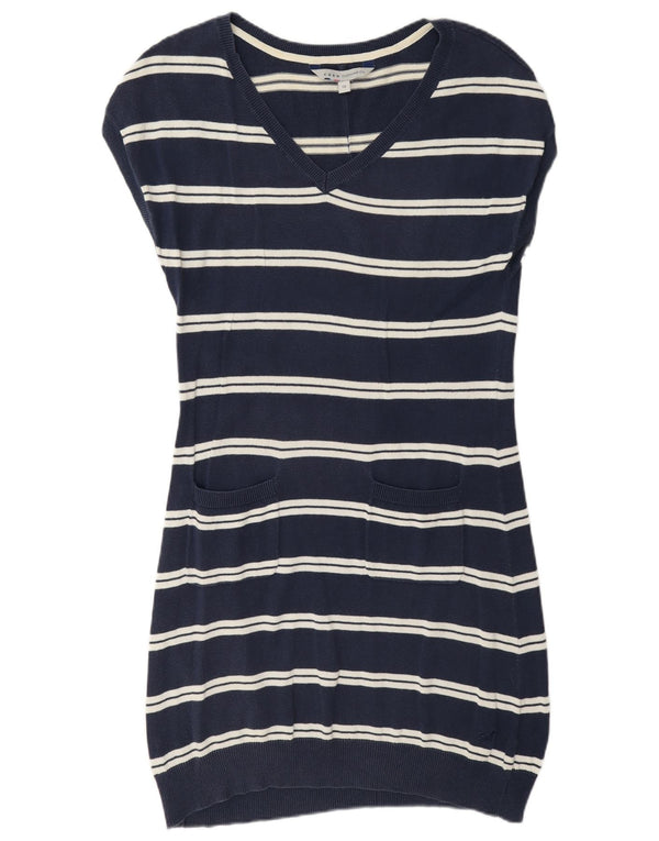 Crew Clothing Dame Ærmeløs Jumper Dress UK 10 Small Navy Blue Striped