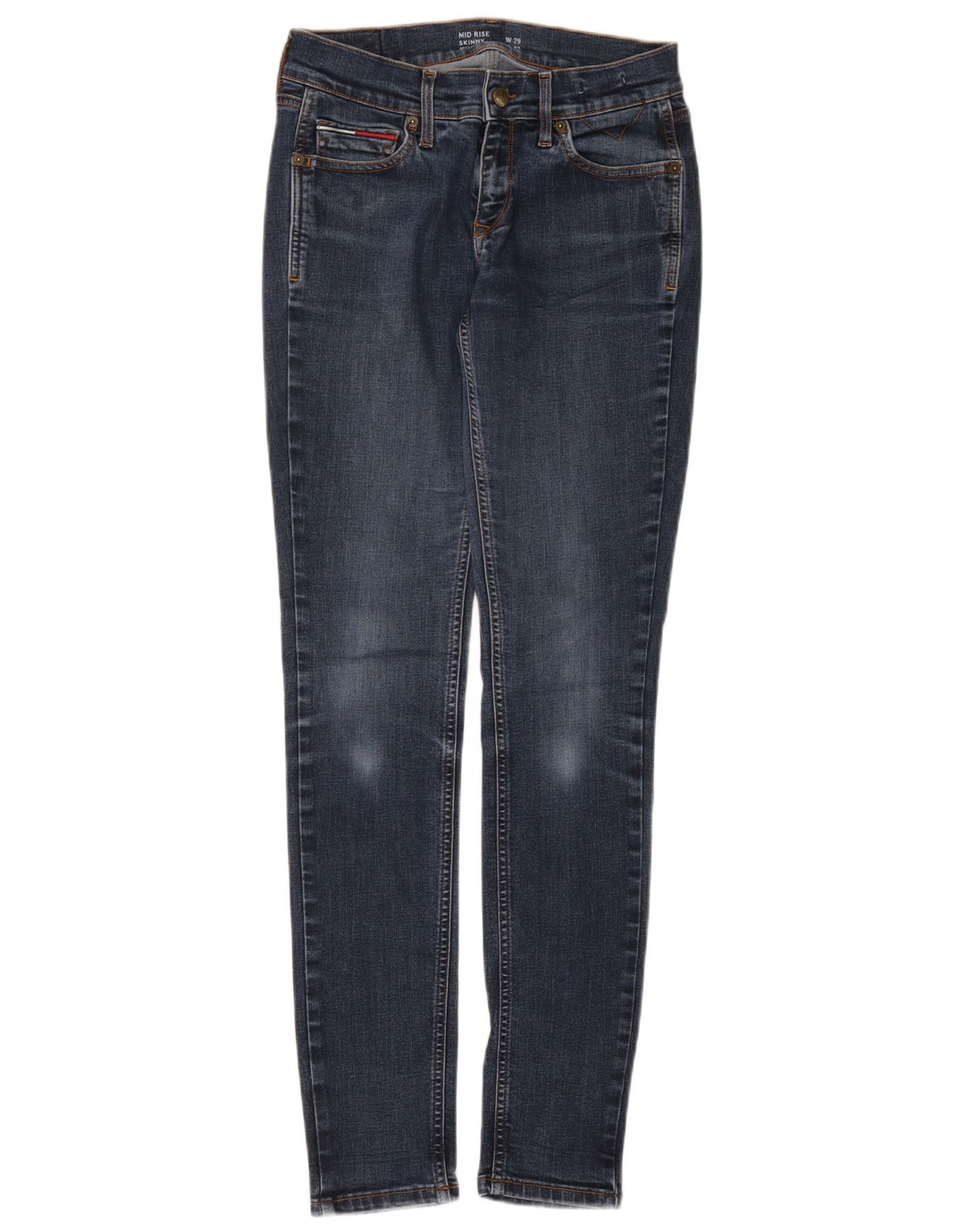 TOMMY HILFIGER Dame Mid Rise Skinny Jeans W29 L32 Blå Bomuld