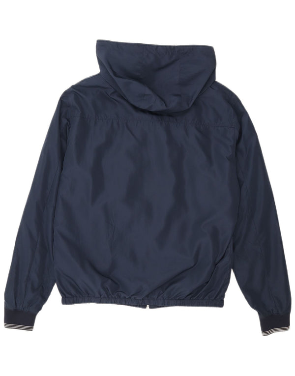 Zara Herre Hooded Bomber Jacket UK 38 Medium Navy Blue Polyester