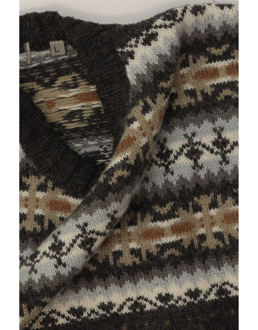 Lerros Herre Crew Neck Jumper Sweater Large Grey Fair Isle
