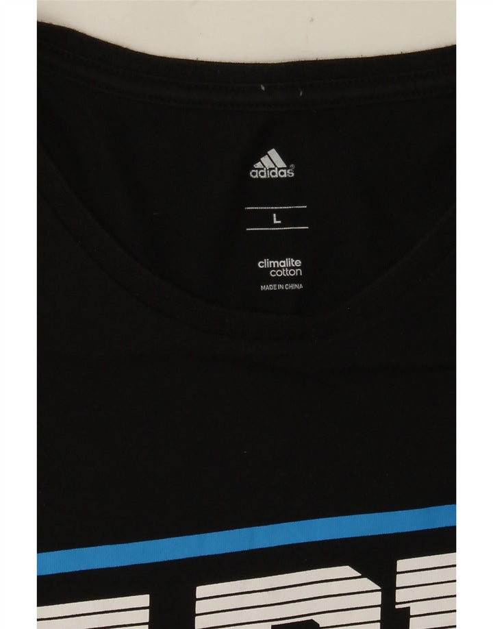 Adidas Herre Climalite Grafisk T-Shirt Top Stor Sort Bomuld