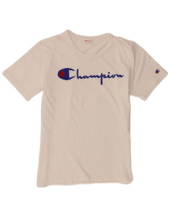 Champion Herre Grafisk T-Shirt Top Medium Hvid Bomuld