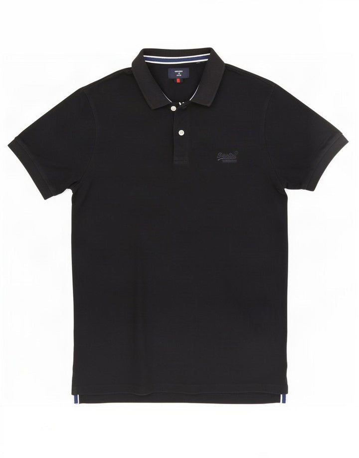 Superdry Polo shirt til mænd, medium sort bomuld