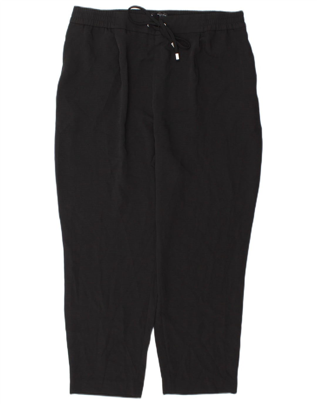 Zara Womens High Waist Cropped Trousers Large W30 L25 Black Polyester