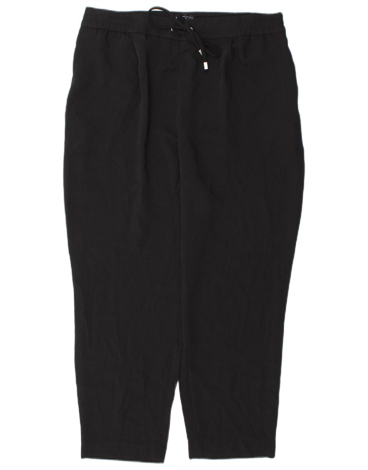 Zara Womens High Waist Cropped Trousers Large W30 L25 Black Polyester