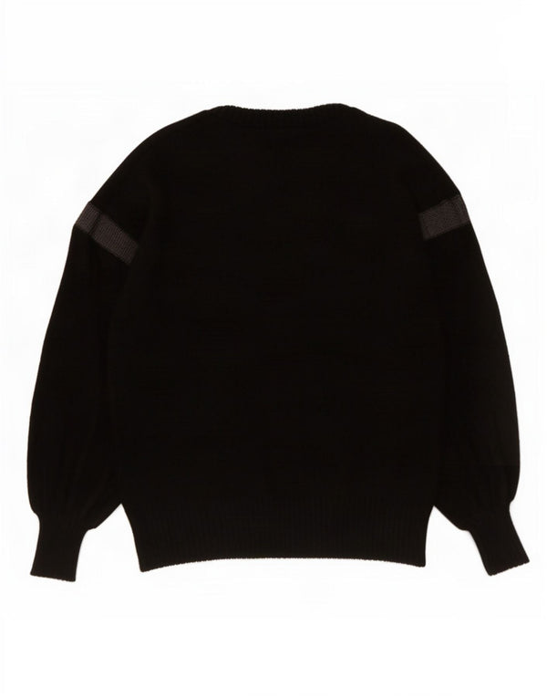 Vintage dame sweater med rund hals IT 42 Medium Sort Geometrisk