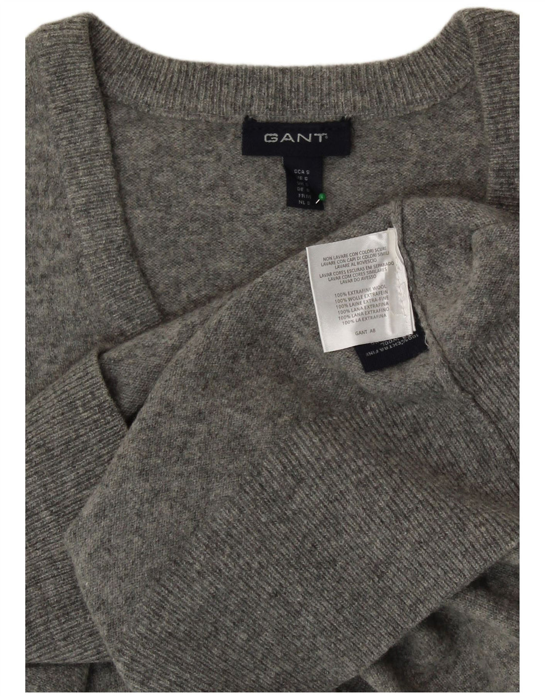 GANT Womens Crop V-hals sweater UK 10 Small Grey Wool