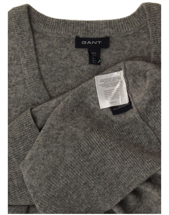 GANT Womens Crop V-hals sweater UK 10 Small Grey Wool
