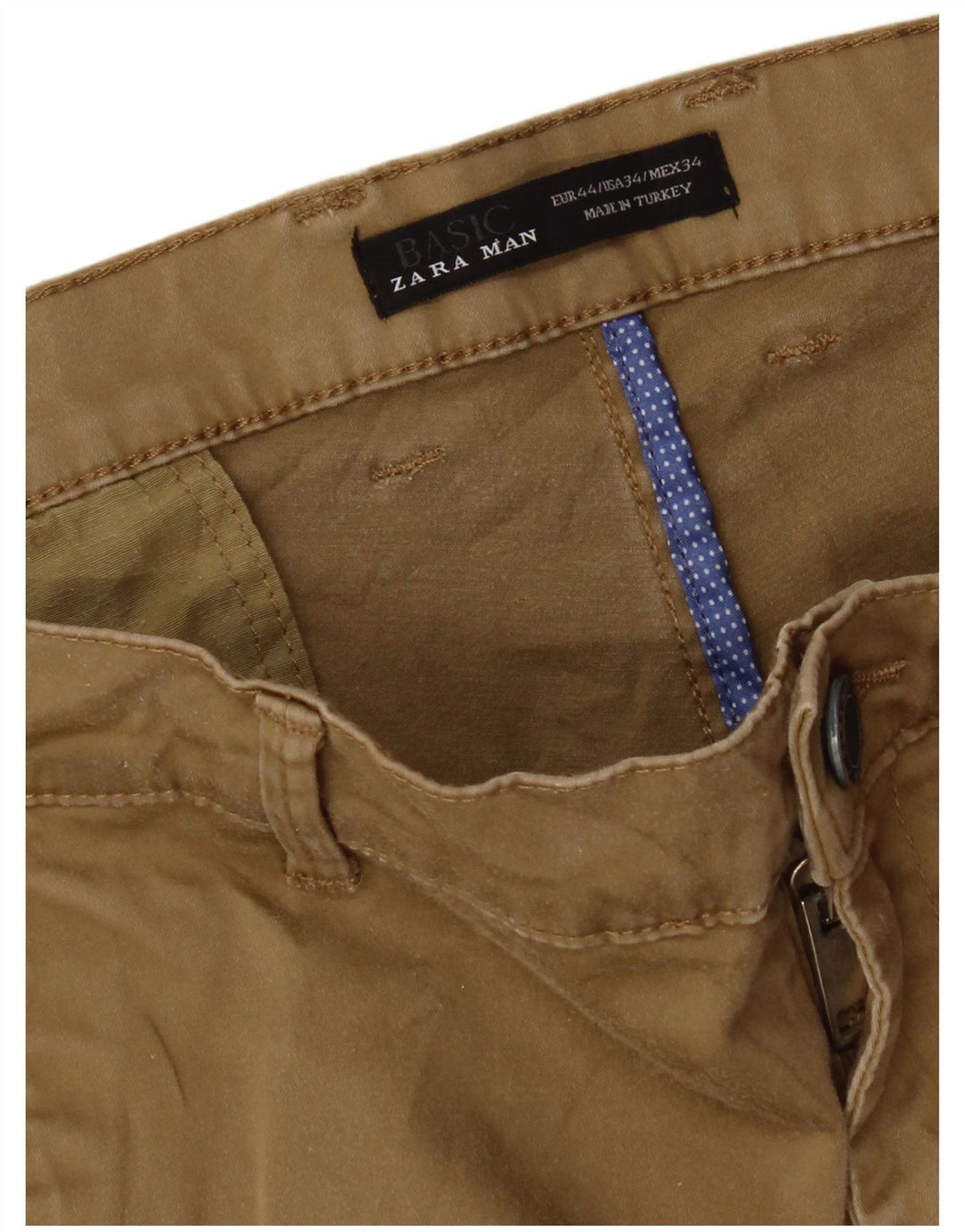 Zara Herre Slim Chino Bukser EU 44 Large W34 L29 Beige