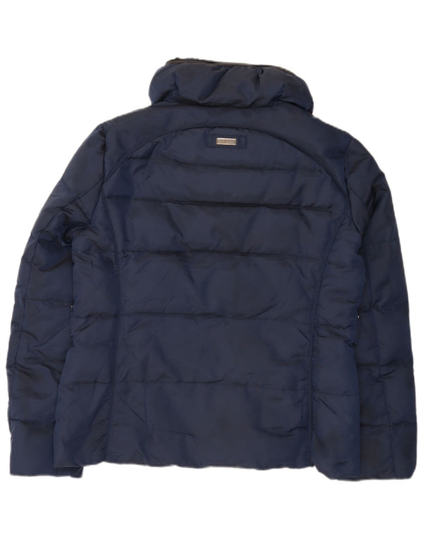 Zara polstret jakke til kvinder UK 18 XL marineblå nylon