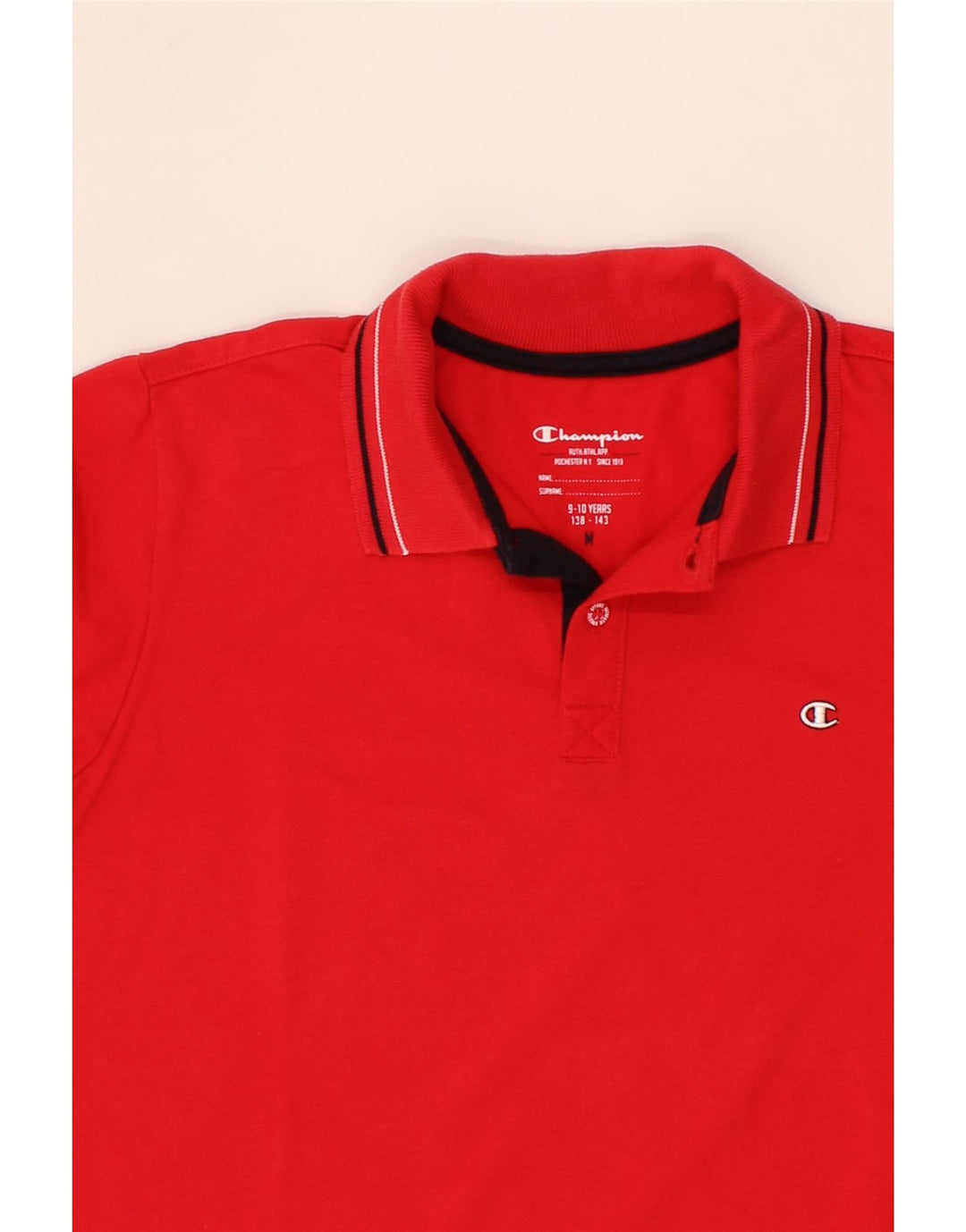 CHAMPION Boys Long Sleeve Polo Shirt 9-10 Years Medium Red Vintage Champion and Second-Hand Champion from Messina Hembry 