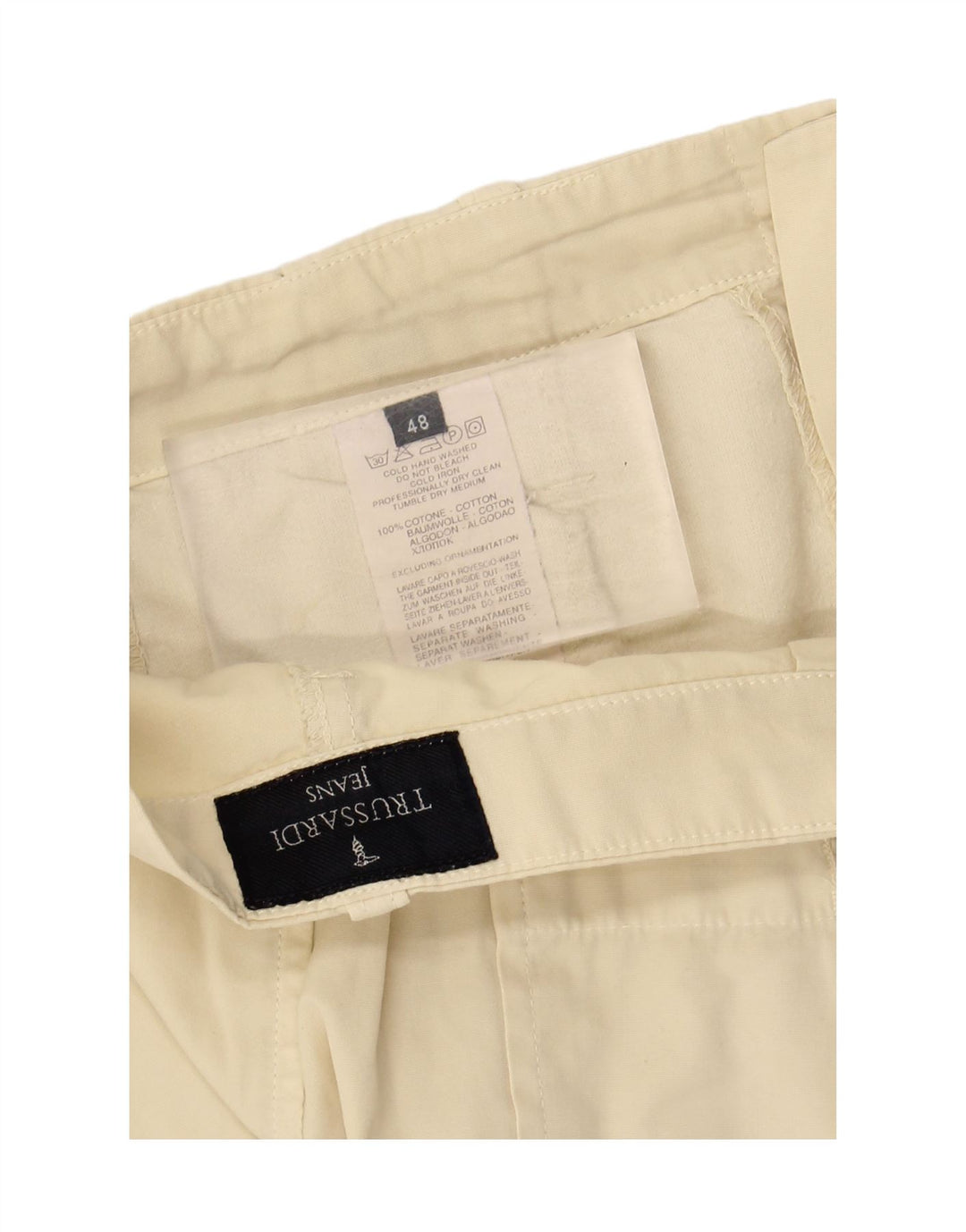 TRUSSARDI Mens Cargo Shorts IT 48 Medium W32 Beige Cotton