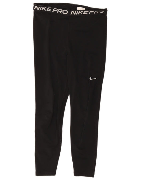 Nike Dame Dri Fit Crop Grafiske Leggings UK 14 Stor sort polyester