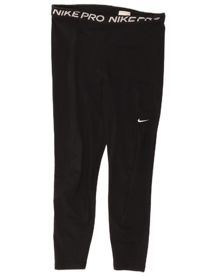 Nike Dame Dri Fit Crop Grafiske Leggings UK 14 Stor sort polyester