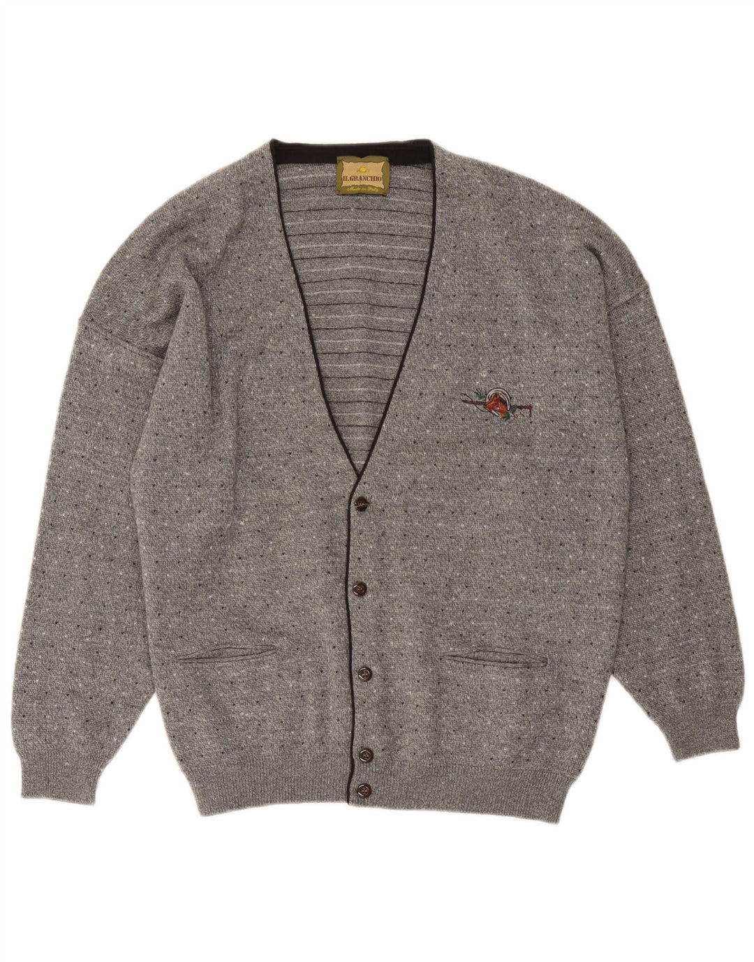 Il Granchio Herre cardigan sweater Medium Grey Flecked Wool