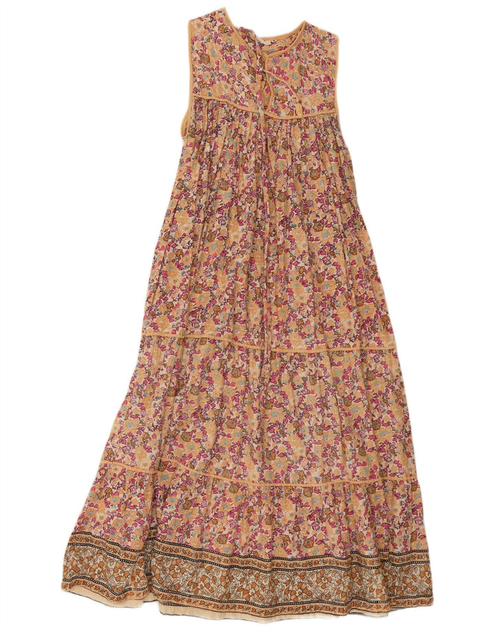Vintage Kvinders Ærmeløs Tiered Kjole UK 10 Small Multicolored Floral