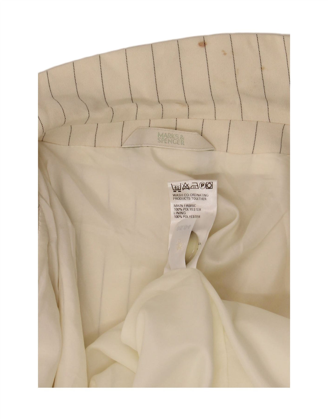Marks & Spencer Dame 2-knaps blazerjakke UK 20 2XL Hvid nålestribe