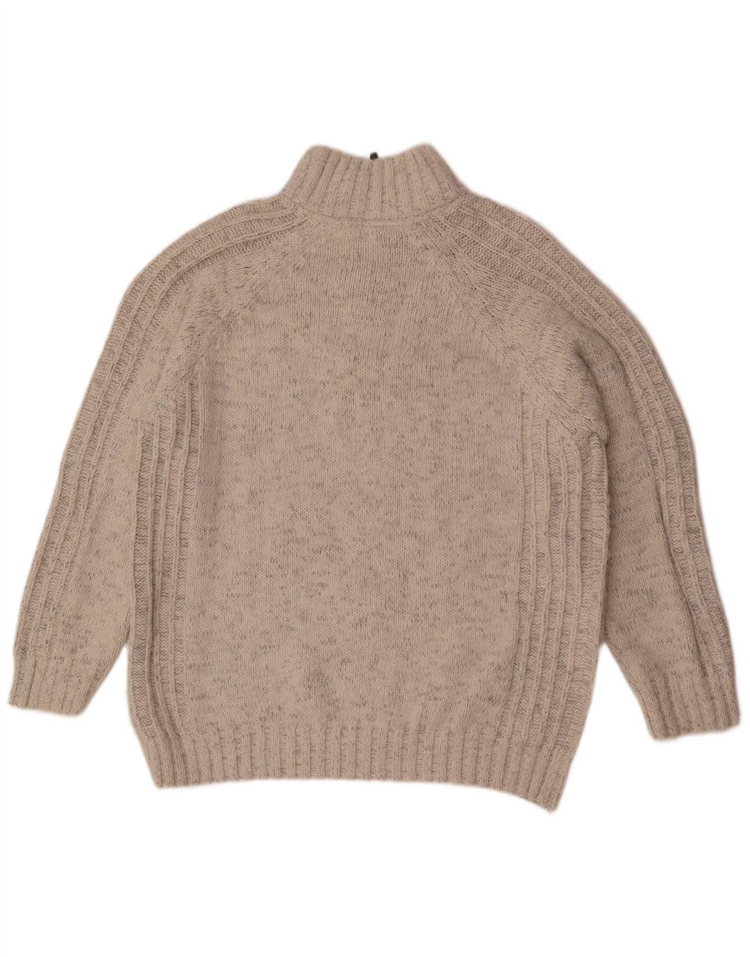 Marks & Spencer Herre Regular Fit Zip Neck sweater XL Beige Flecked