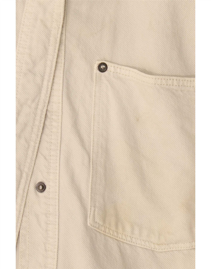 Zara Dame Oversized Denim Shirt UK 10 Small Beige Bomuld