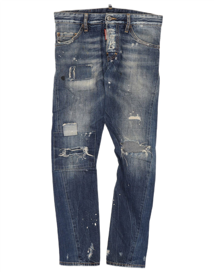 Dsquared2 Dame Distressed Slim Jeans IT 42 Medium W30 L27 Blue Spotted