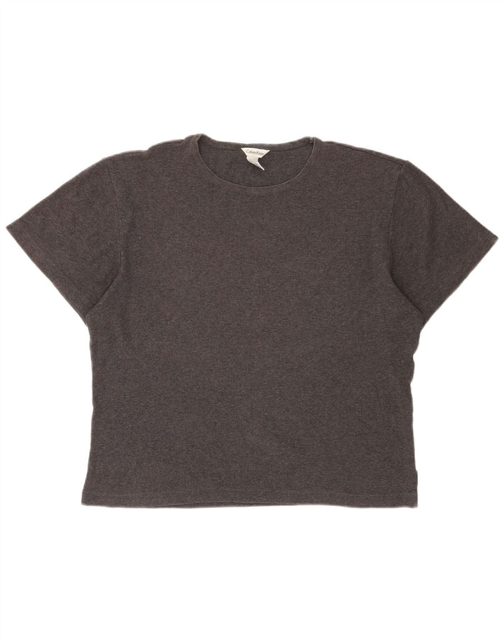 CALVIN KLEIN Dame Oversized T-Shirt Top UK 14 Medium Grå Bomuld