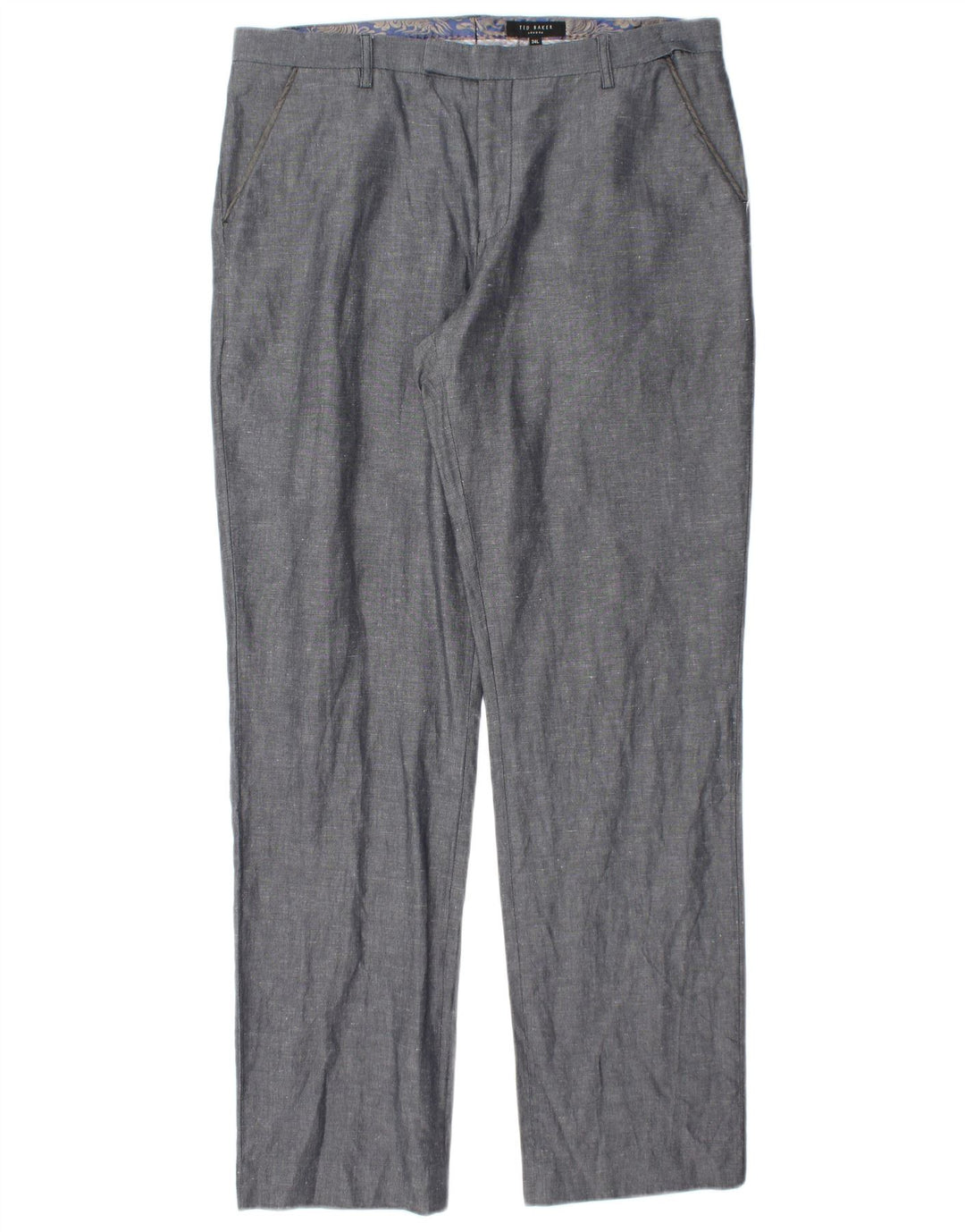 TED BAKER Straight Chino Bukser til mænd W34 L32 Blå Bomuld