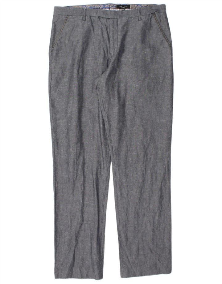 TED BAKER Straight Chino Bukser til mænd W34 L32 Blå Bomuld
