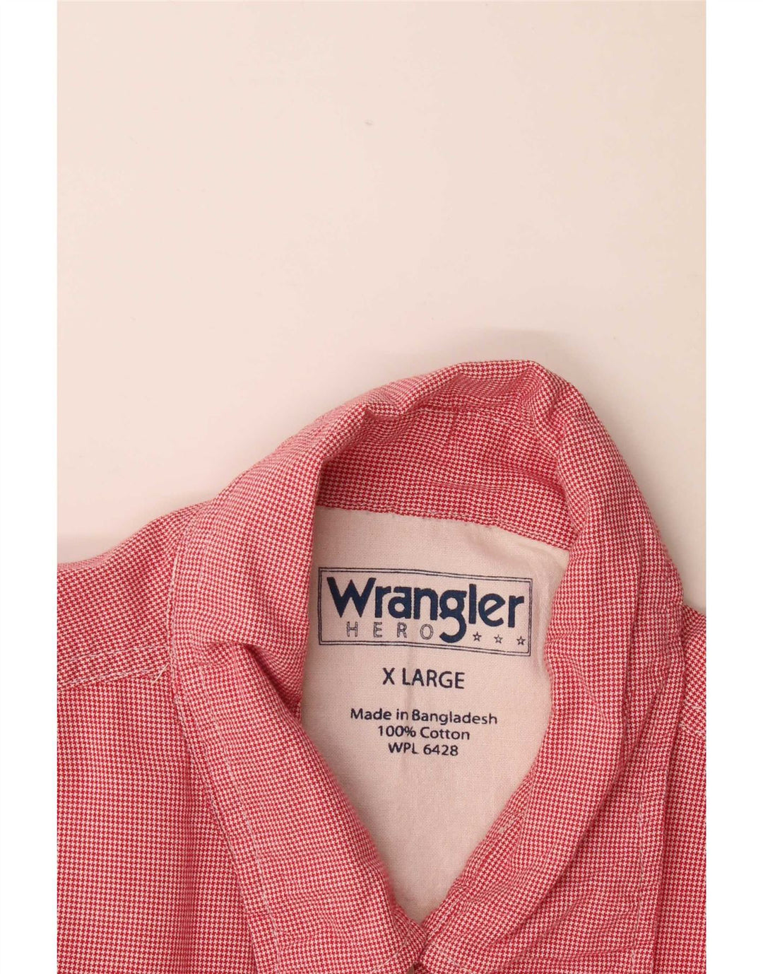 Wrangler Kortærmet Herreskjorte XL Rød Houndstooth Bomuld