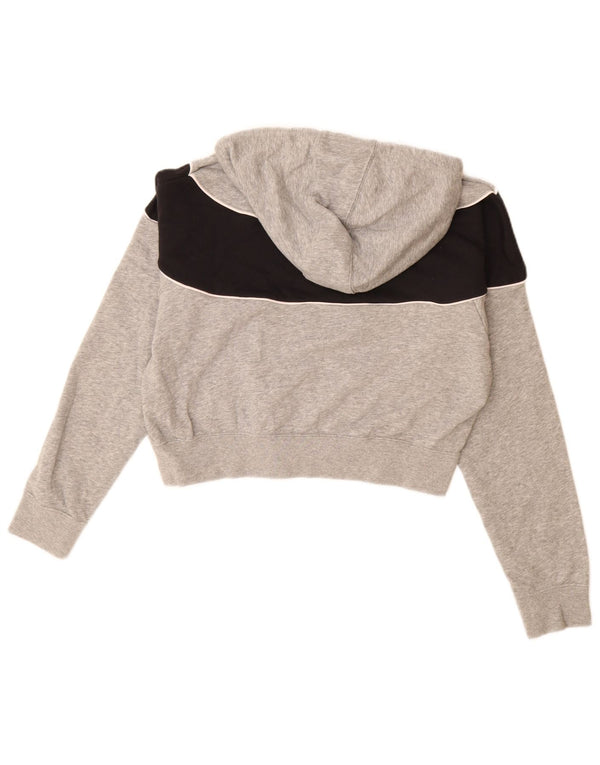 NIKE Crop hættetrøje til kvinder UK 14 Medium Grey Colourblock Bomuld