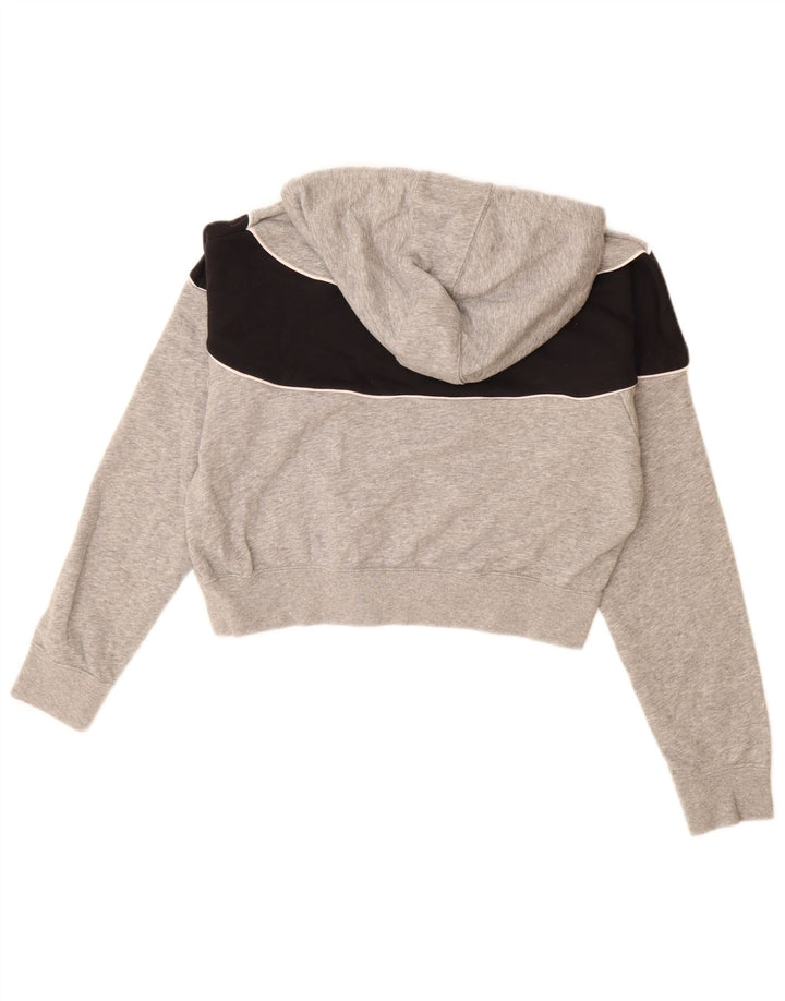 NIKE Crop hættetrøje til kvinder UK 14 Medium Grey Colourblock Bomuld