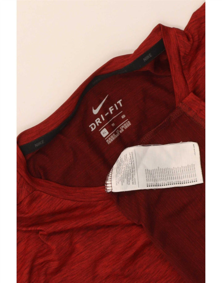 Nike Herre Dri Fit T-shirt Top XL Rød Flecked Polyester