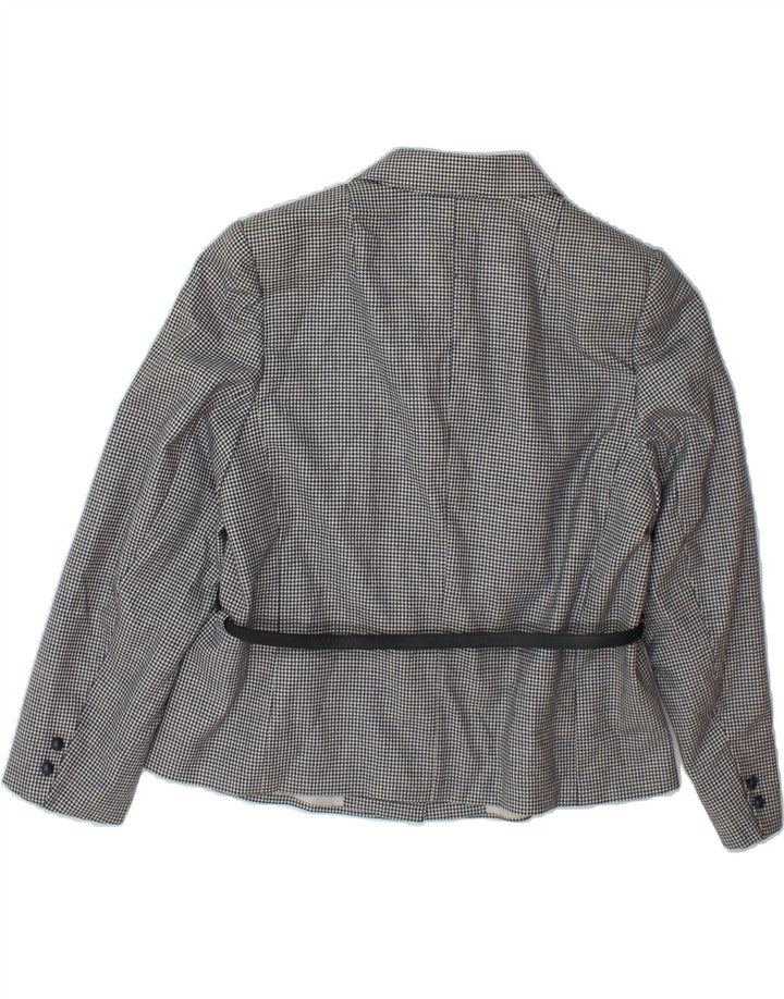 VINTAGE Womens 4 Button Blazer Jacket UK 14 Medium Navy Blue Houndstooth Vintage Vintage and Second-Hand Vintage from Messina Hembry 