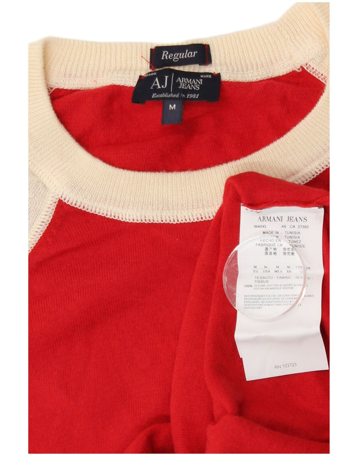Armani Jeans Herre Boat Neck Jumper Sweater Medium Rød Colourblock