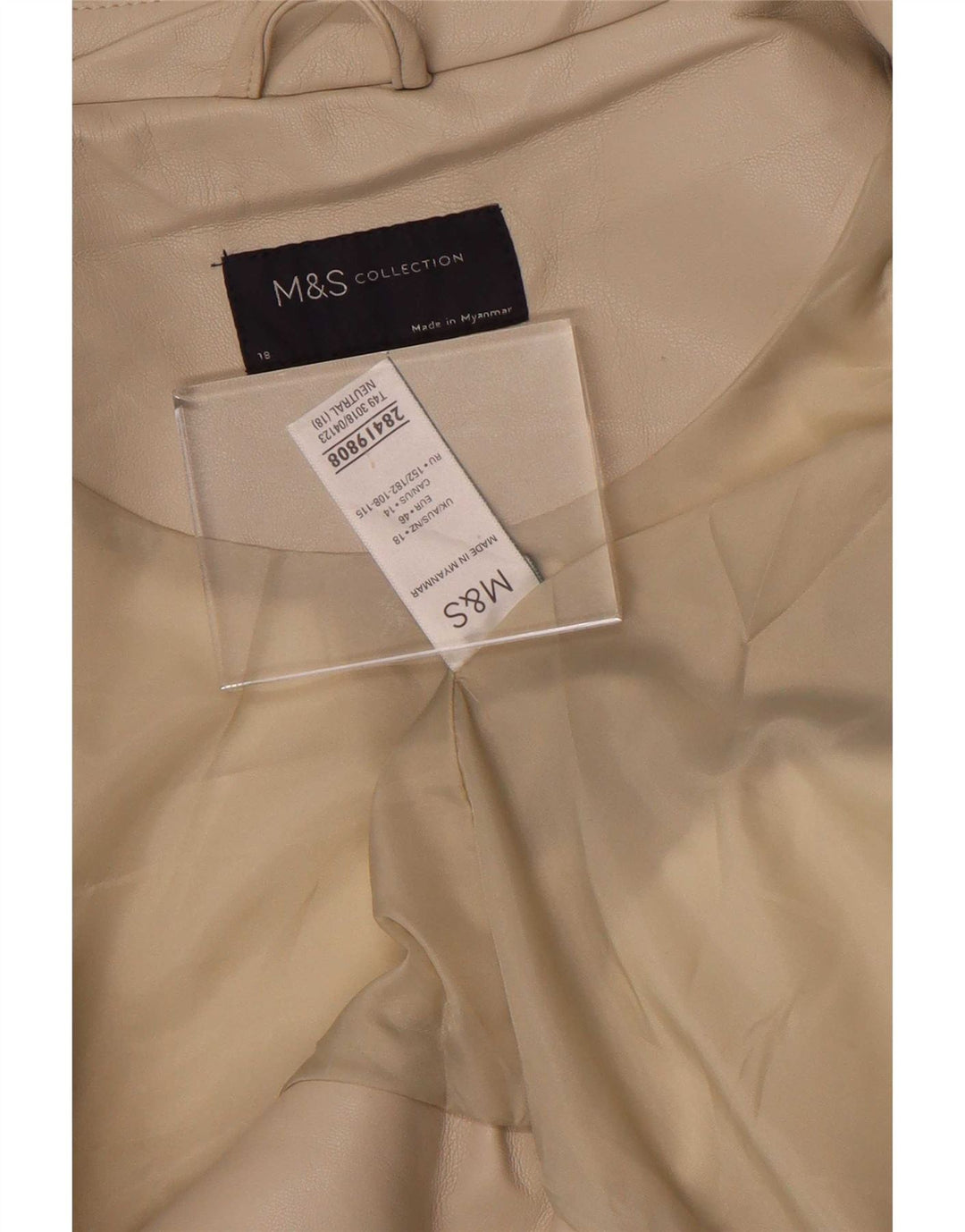 Marks & Spencer dame bikerjakke i imiteret læder UK 18 XL Beige