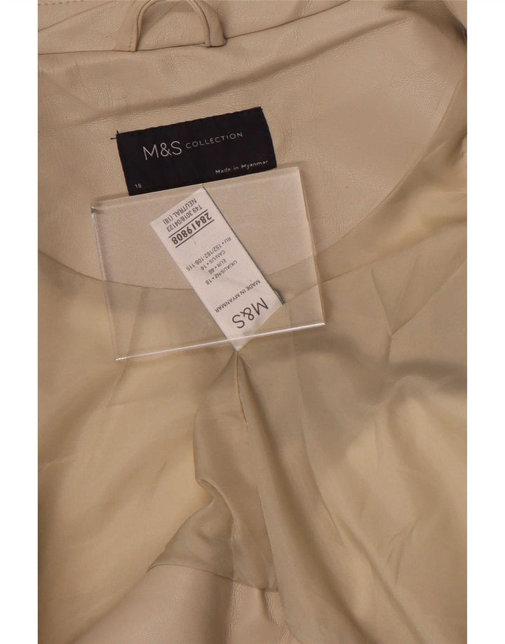 Marks & Spencer dame bikerjakke i imiteret læder UK 18 XL Beige