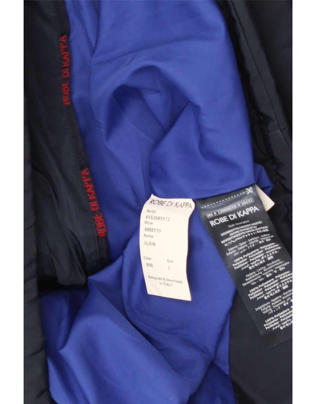 Kappa Herre polstret jakke UK 40 Large Navy Blue Polyester