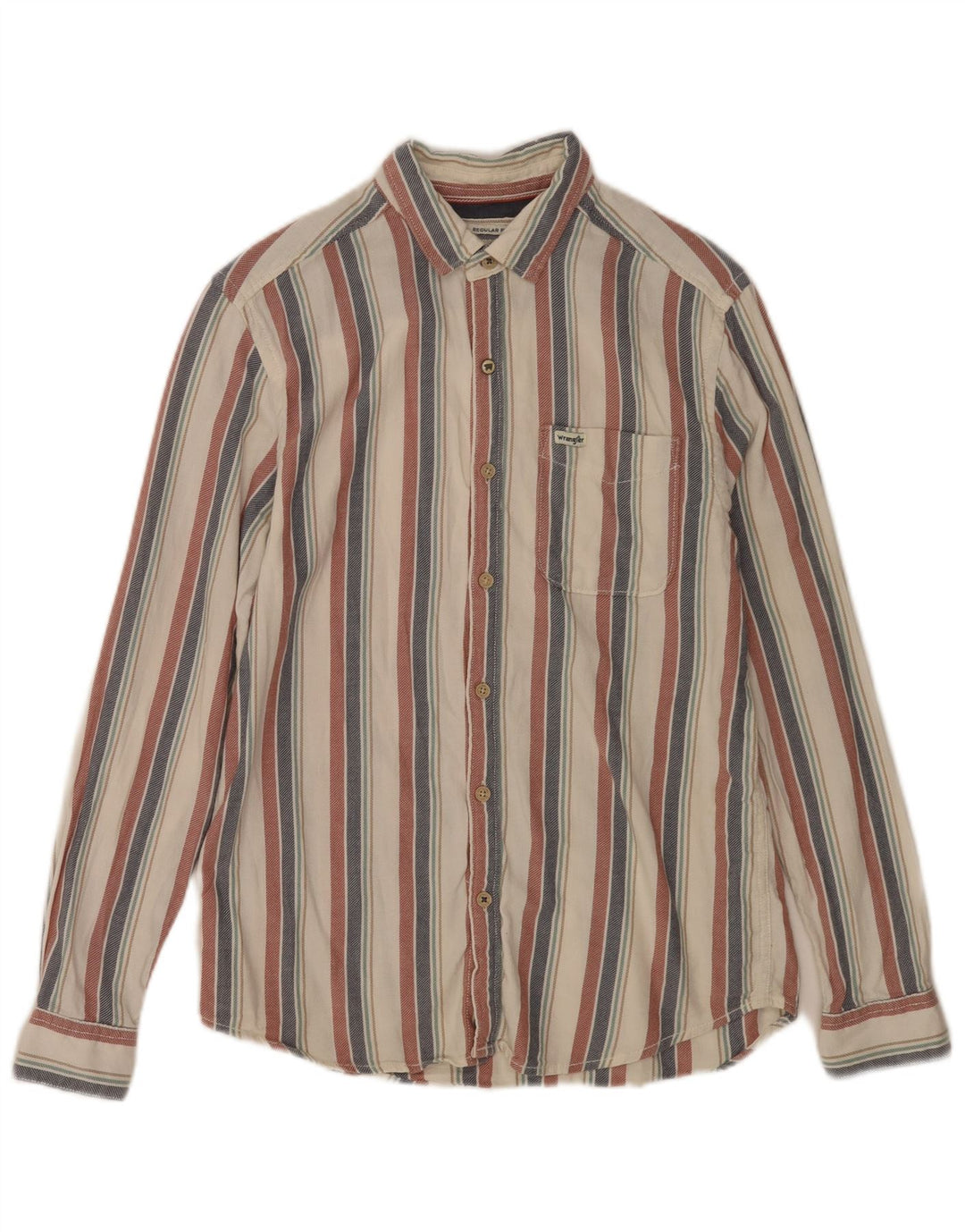 Wrangler Herre Regular Fit skjorte Lille flerfarvet stribet bomuld