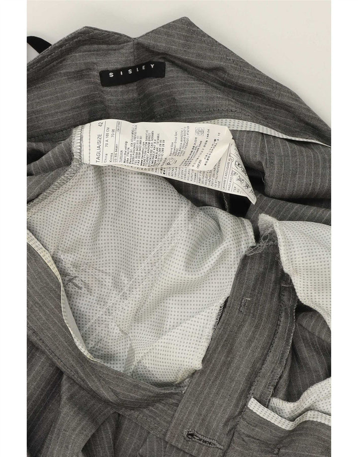 Sisley Dame Pegged Suit Trousers IT 42 Medium W30 L32 Grå nålestribe