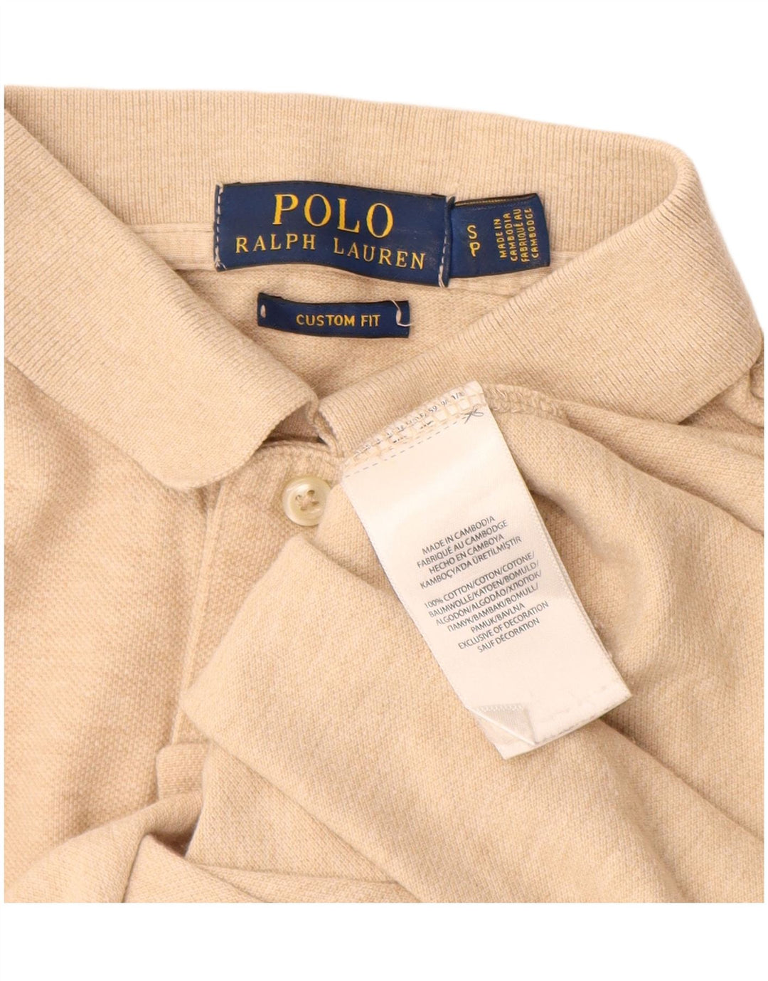 POLO RALPH LAUREN Herre Custom Fit Polo Shirt Lille Beige Bomuld