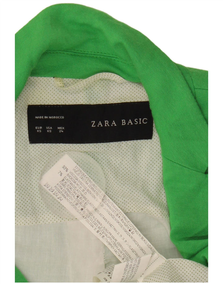 Zara Dame 1-knaps blazerjakke UK 6 XS Grøn viskose